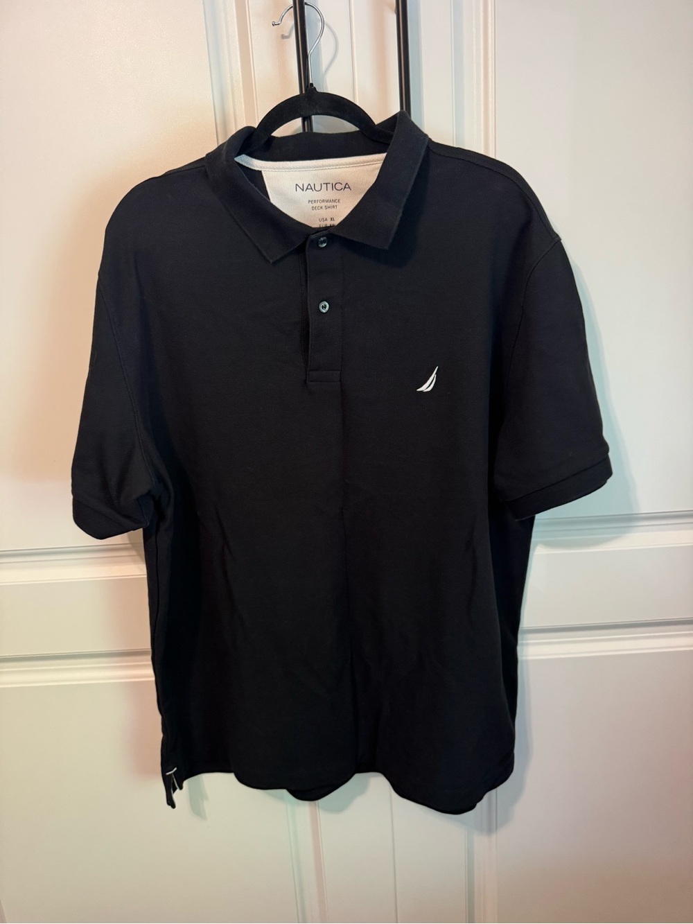 Nautica Black Short-Sleeve Polo with White Logo